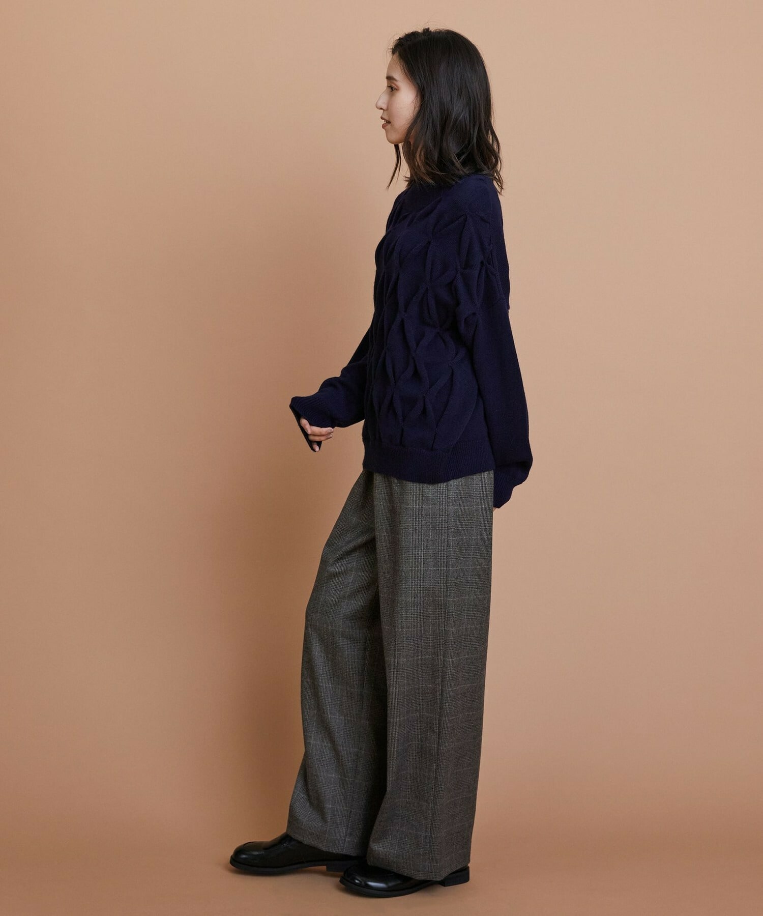 【L'EQUIPE】ウールダイヤ柄ニットプルオーバー 詳細画像 グレー系その他 5