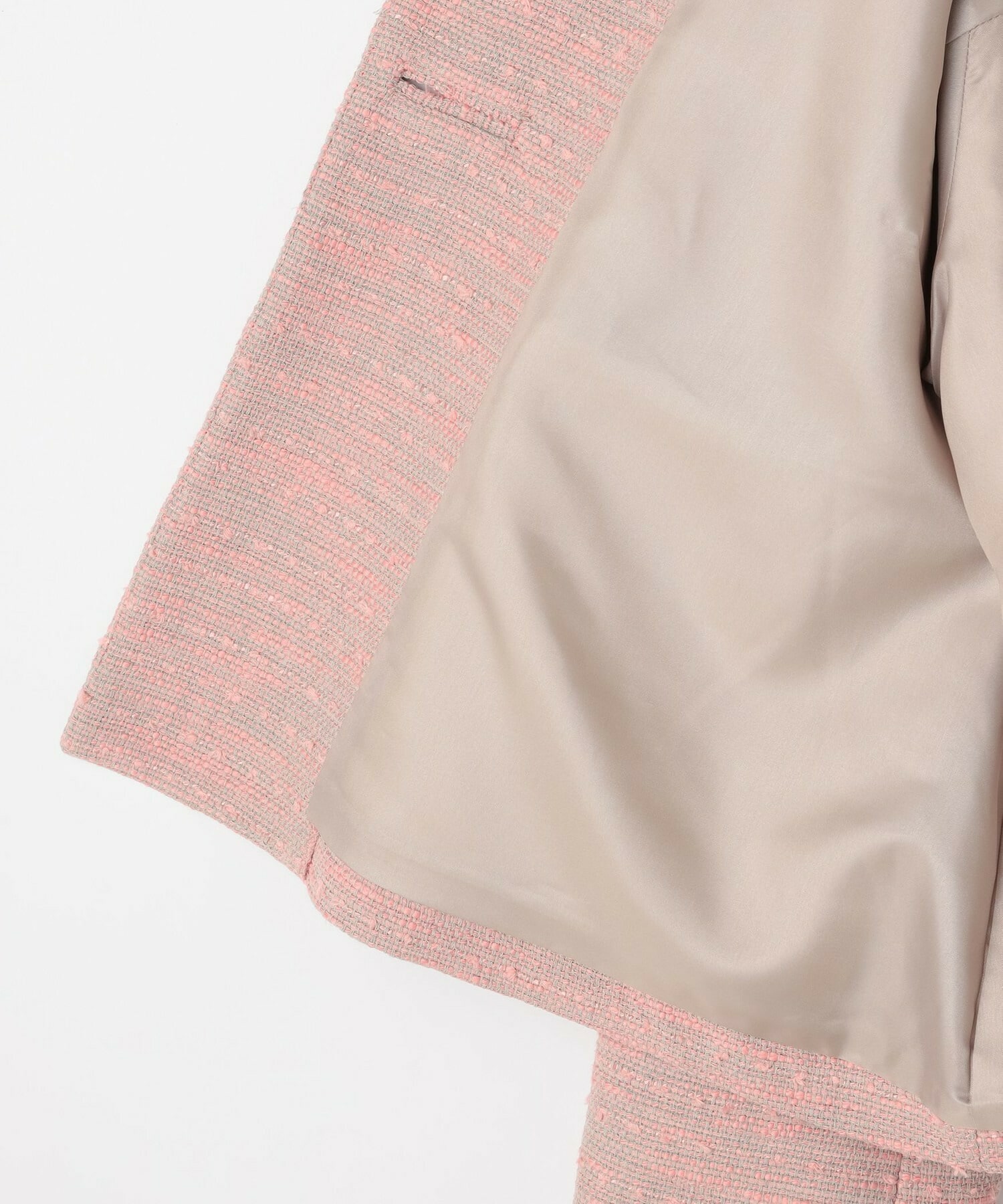 スラブツイードノーカラージャケット スラブツイード・ノーカラージャケット/40代50代からの