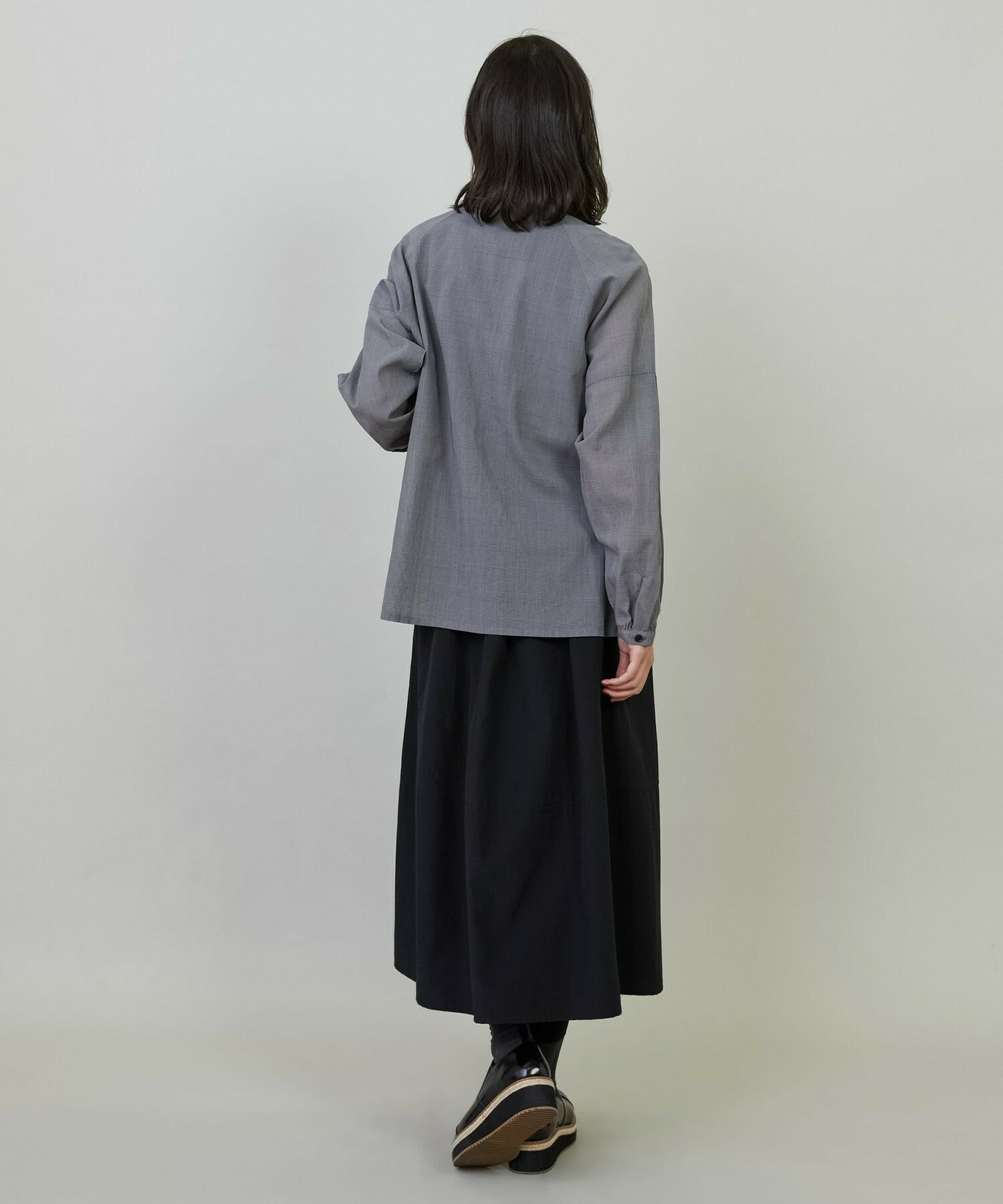 【L'EQUIPE】【Lサイズ】グレンチェックオーガンジーブラウス 詳細画像 グレー系その他 4