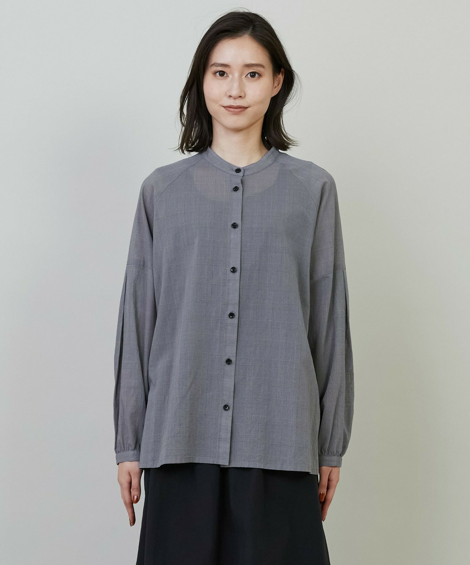 【L'EQUIPE】【Lサイズ】グレンチェックオーガンジーブラウス 詳細画像 グレー系その他 6