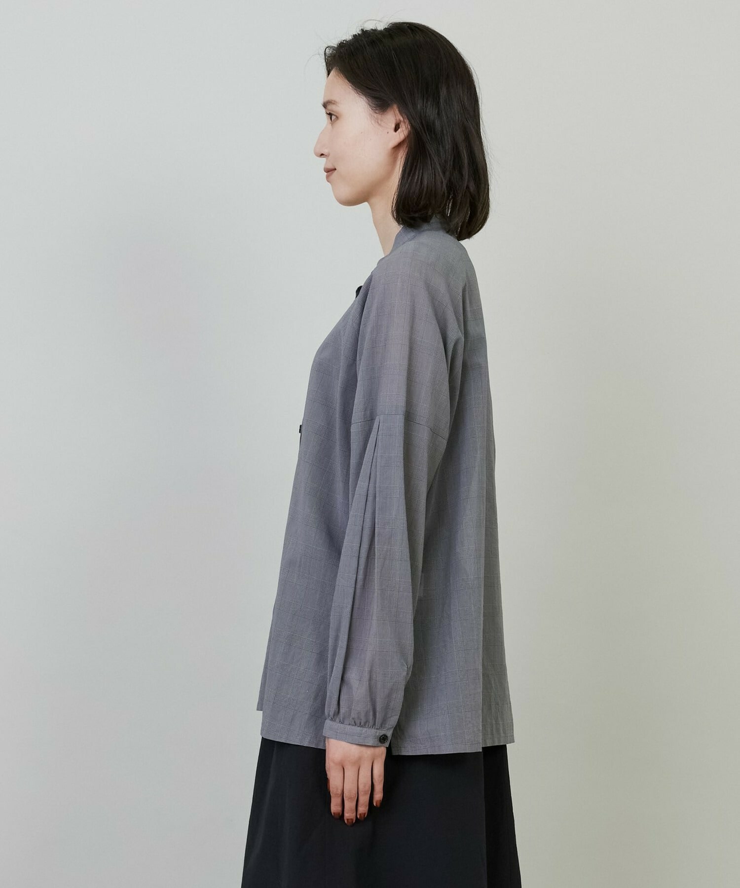 【L'EQUIPE】【Lサイズ】グレンチェックオーガンジーブラウス 詳細画像 グレー系その他 7