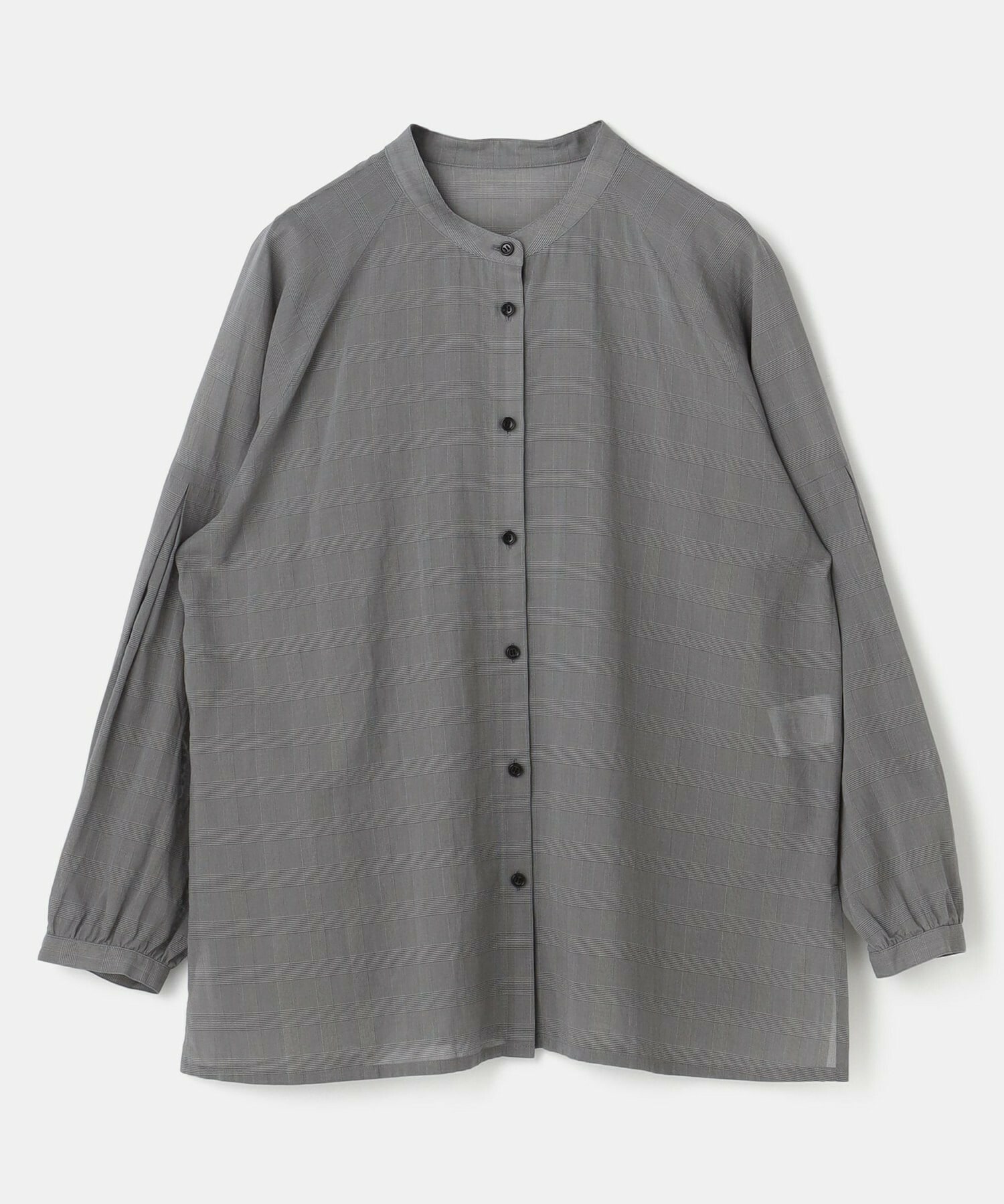 【L'EQUIPE】【Lサイズ】グレンチェックオーガンジーブラウス 詳細画像 グレー系その他 1