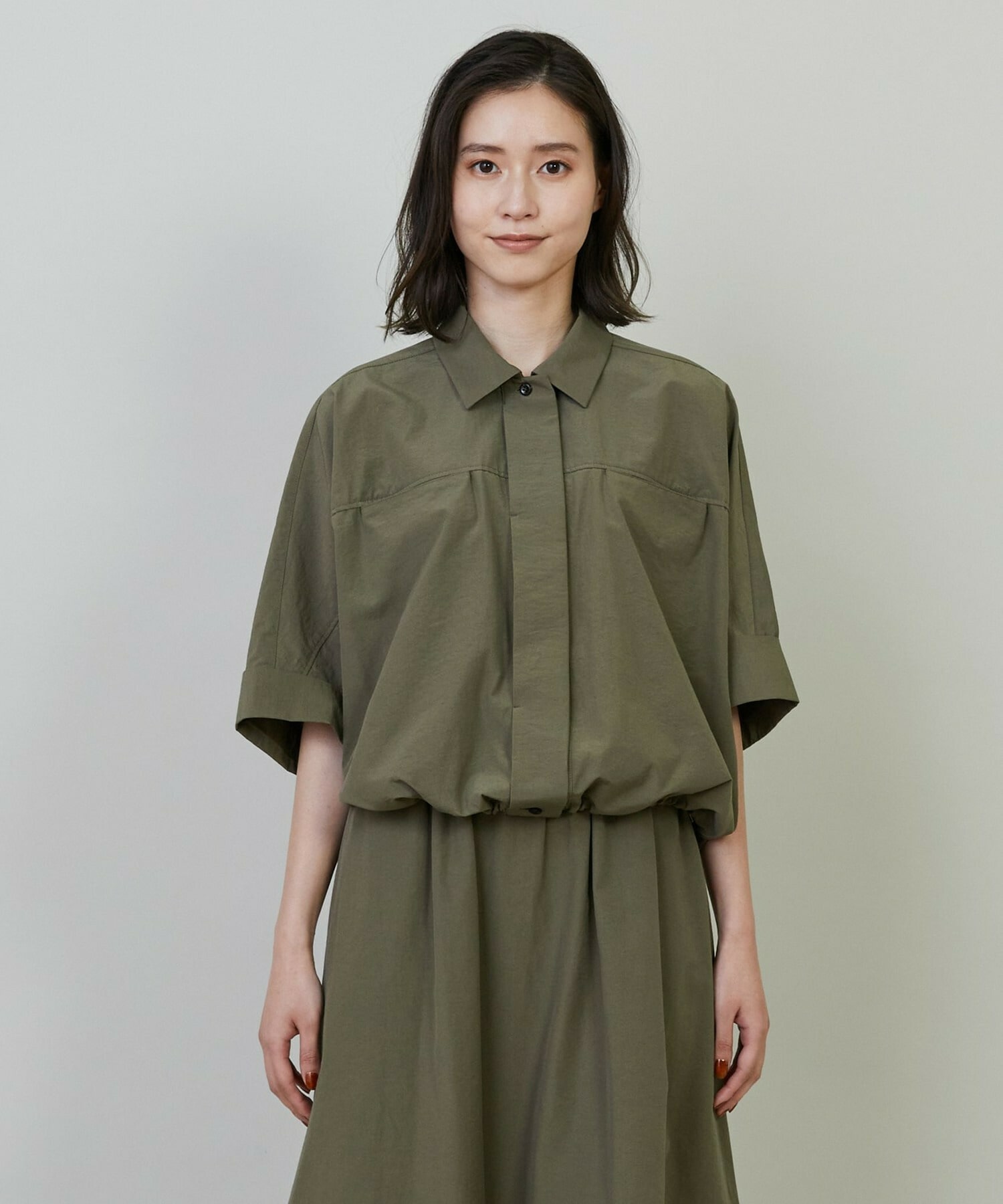 【L'EQUIPE】【Lサイズ】ナイロンコットンタンブラーシャツ 詳細画像 カーキ 11