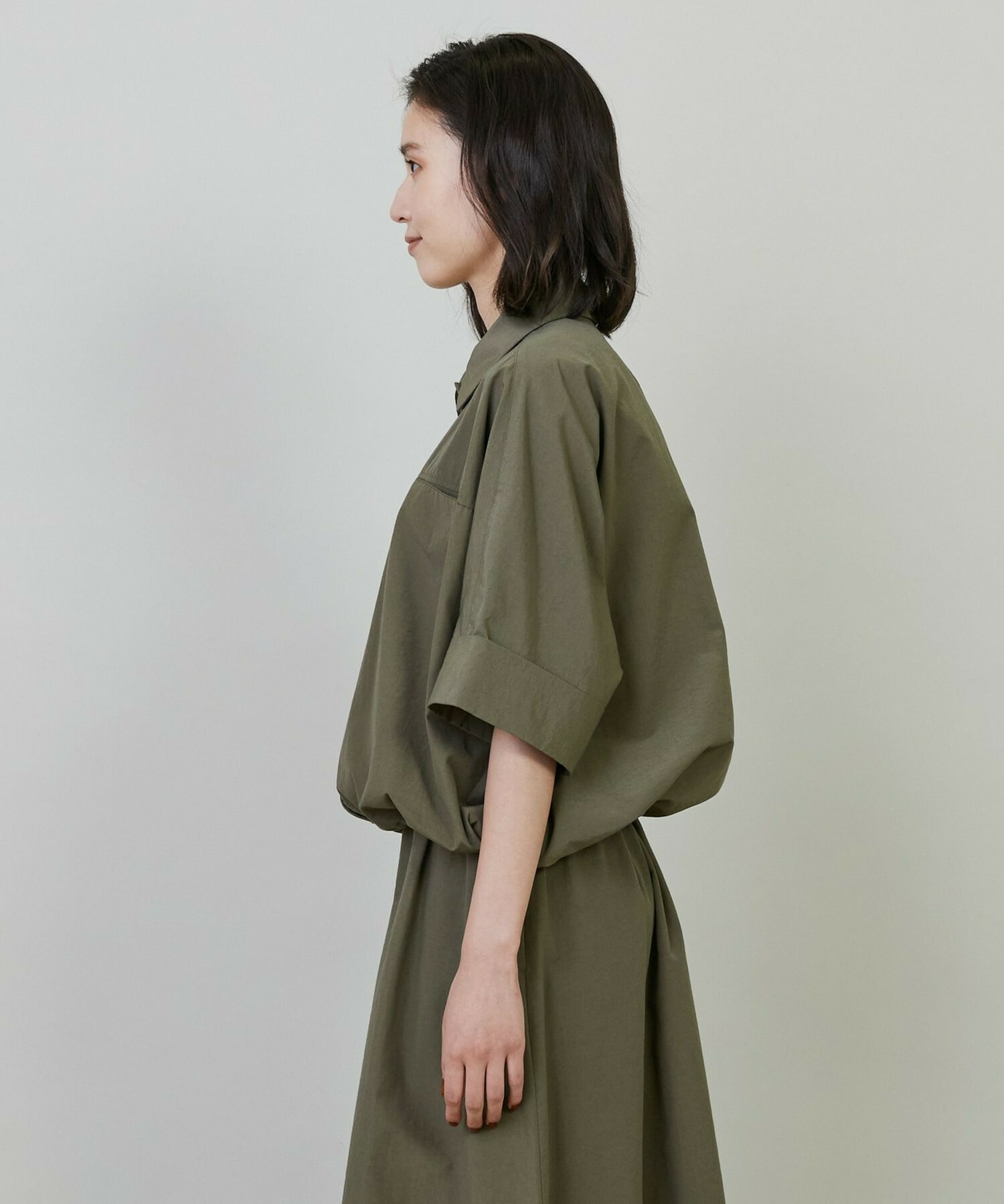 【L'EQUIPE】【Lサイズ】ナイロンコットンタンブラーシャツ 詳細画像 カーキ 12