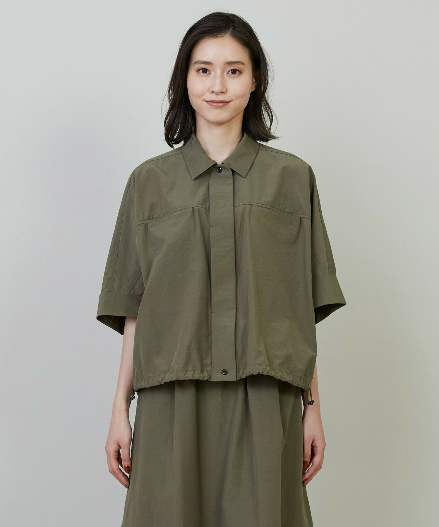 【L'EQUIPE】【Lサイズ】ナイロンコットンタンブラーシャツ 詳細画像 カーキ 8