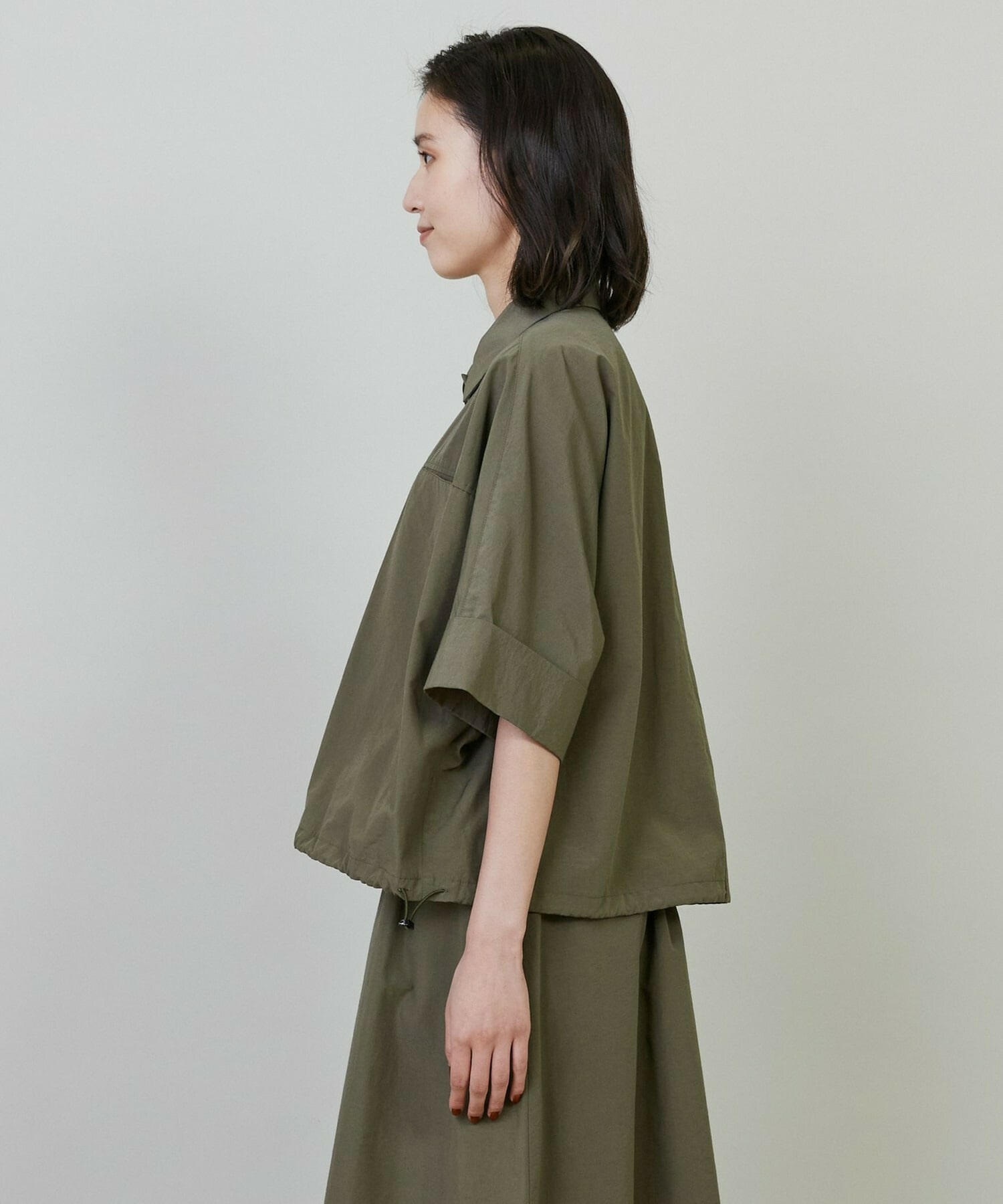 【L'EQUIPE】【Lサイズ】ナイロンコットンタンブラーシャツ 詳細画像 カーキ 9