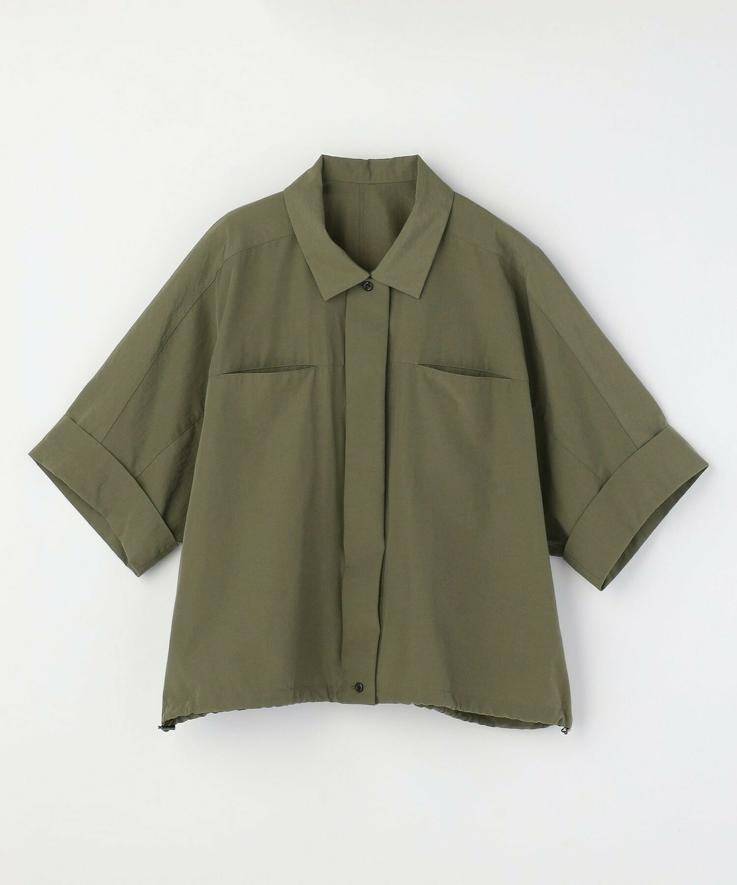 【L'EQUIPE】【Lサイズ】ナイロンコットンタンブラーシャツ 詳細画像 カーキ 1