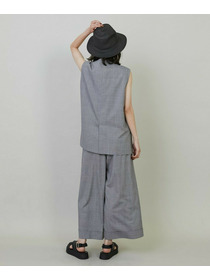 【L'EQUIPE】【Lサイズ】ストレッチグレンチェックロングジレ 詳細画像 ブラック系その他 4