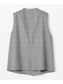 【L'EQUIPE】【Lサイズ】ストレッチグレンチェックロングジレ 詳細画像 ブラック系その他 6