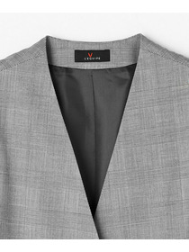 【L'EQUIPE】【Lサイズ】ストレッチグレンチェックロングジレ 詳細画像 ブラック系その他 7