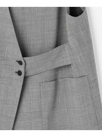 【L'EQUIPE】【Lサイズ】ストレッチグレンチェックロングジレ 詳細画像 ブラック系その他 9