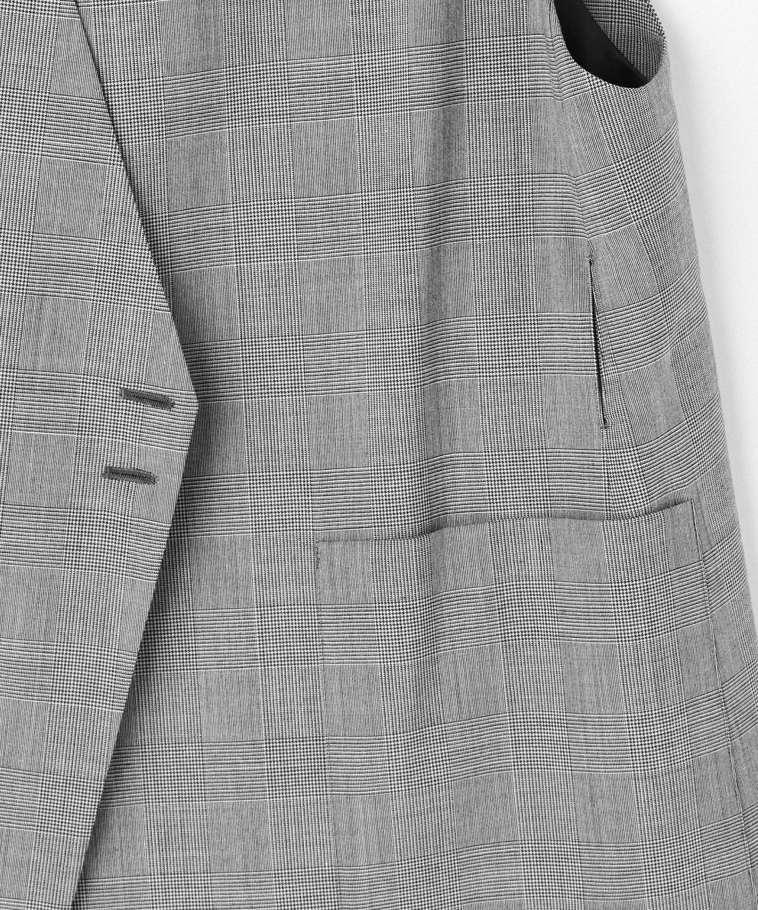 【L'EQUIPE】【Lサイズ】ストレッチグレンチェックロングジレ 詳細画像 ブラック系その他 12