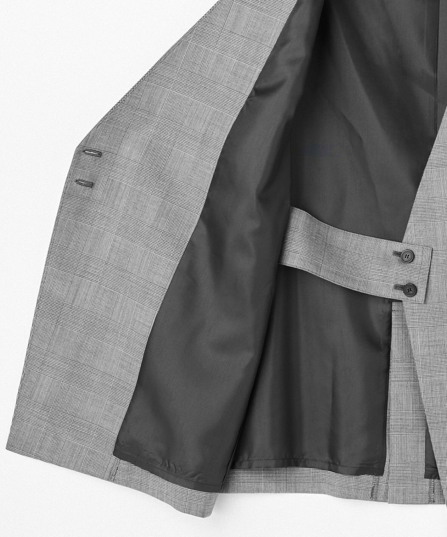 【L'EQUIPE】【Lサイズ】ストレッチグレンチェックロングジレ 詳細画像 ブラック系その他 13