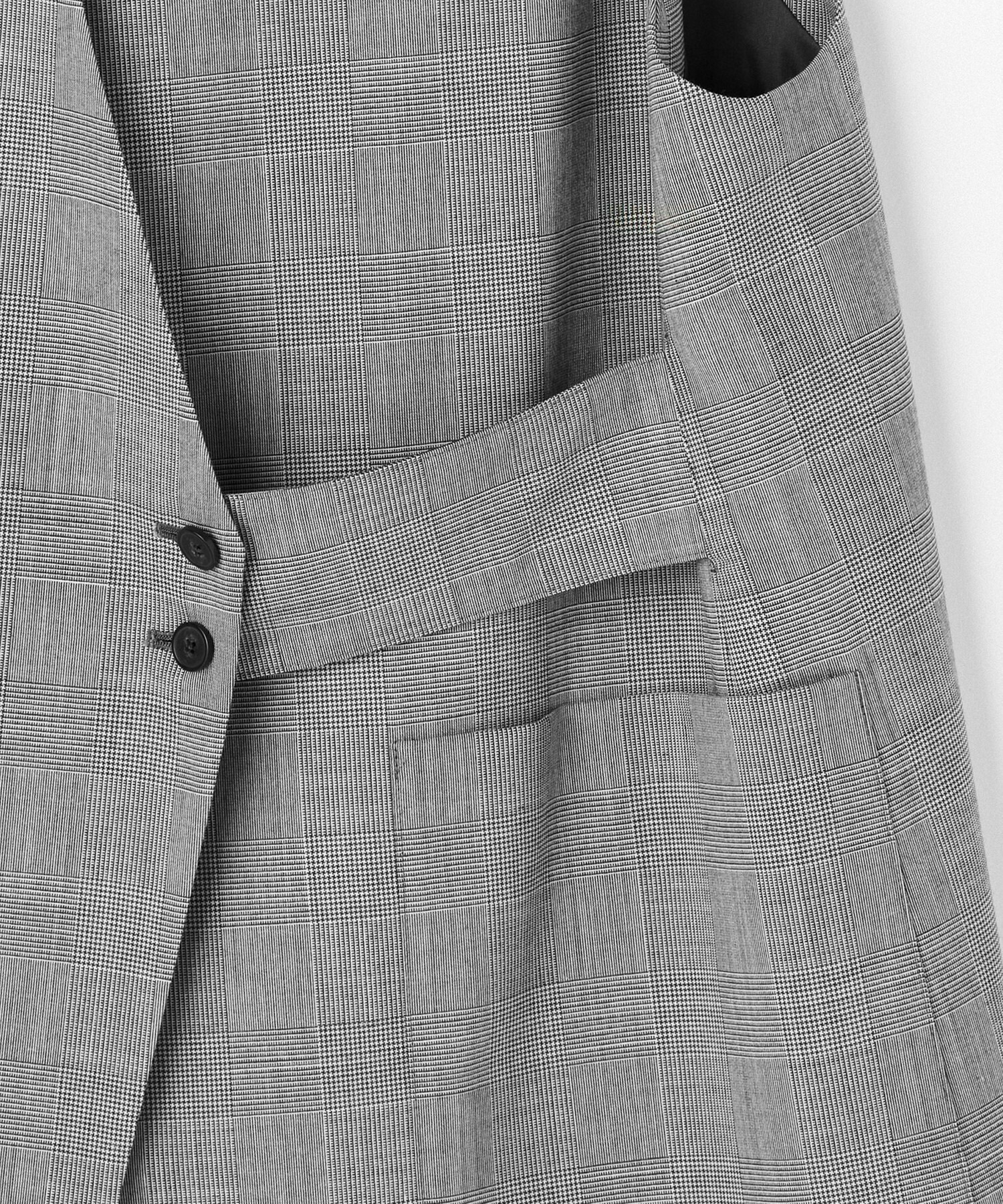 【L'EQUIPE】【Lサイズ】ストレッチグレンチェックロングジレ 詳細画像 ブラック系その他 9