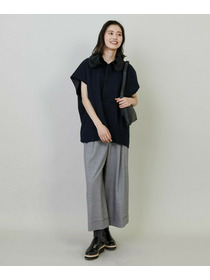 【L'EQUIPE】【Lサイズ】ストレッチグレンチェックワイドパンツ 詳細画像 ブラック系その他 10