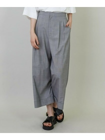 【L'EQUIPE】【Lサイズ】ストレッチグレンチェックワイドパンツ 詳細画像 ブラック系その他 12