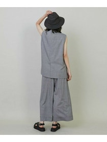 【L'EQUIPE】【Lサイズ】ストレッチグレンチェックワイドパンツ 詳細画像 ブラック系その他 4