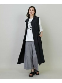 【L'EQUIPE】【Lサイズ】ストレッチグレンチェックワイドパンツ 詳細画像 ブラック系その他 5