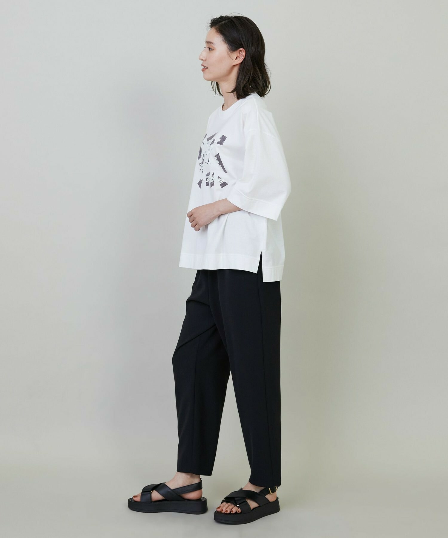 【L'EQUIPE】【Lサイズ】ダブルクロスライトテーパードパンツ 詳細画像 ブラック 3