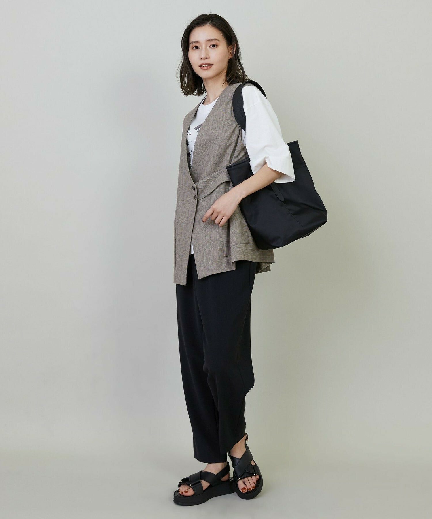 【L'EQUIPE】【Lサイズ】ダブルクロスライトテーパードパンツ 詳細画像 ブラック 7