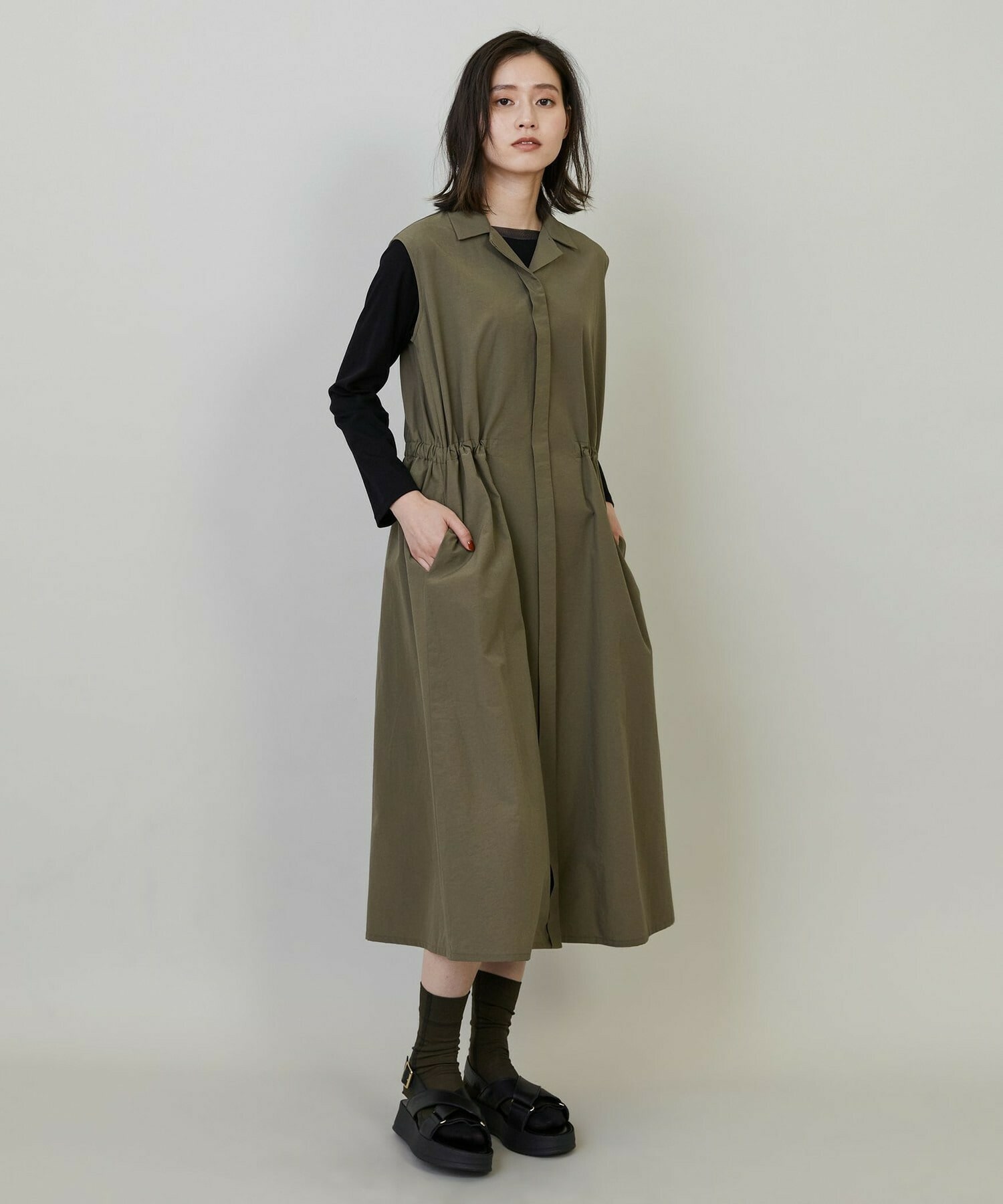 【L'EQUIPE】【Lサイズ】強撚フライス&チュールカットソー 詳細画像 ブラック 4