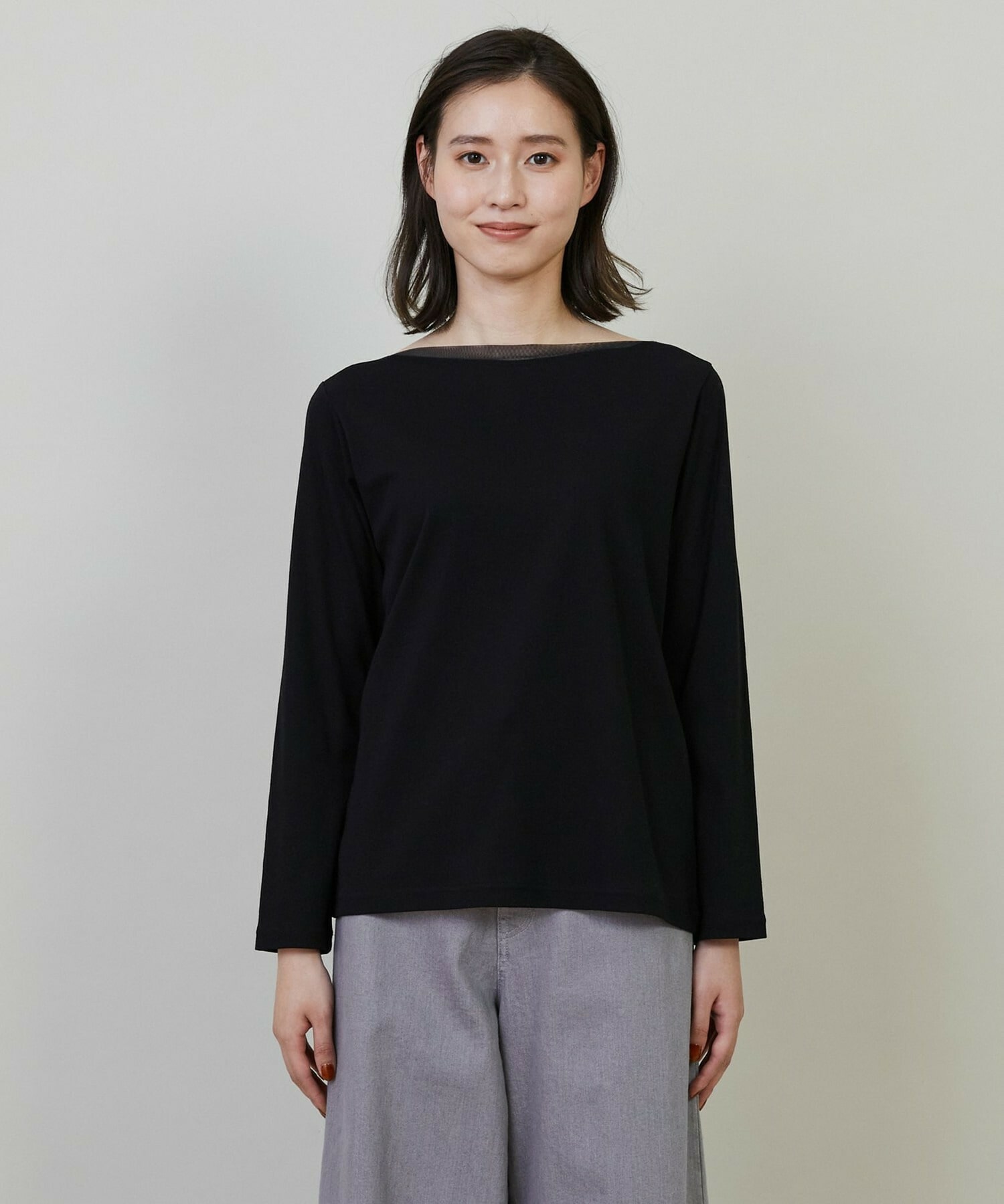 【L'EQUIPE】【Lサイズ】強撚フライス&チュールカットソー 詳細画像 ブラック 7