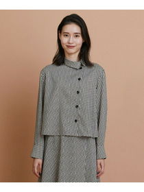 【L'EQUIPE】【Lサイズ】ハウンドトゥースプリントシャツ 詳細画像 ブラック系その他 5