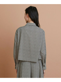 【L'EQUIPE】【Lサイズ】ハウンドトゥースプリントシャツ 詳細画像 ブラック系その他 7