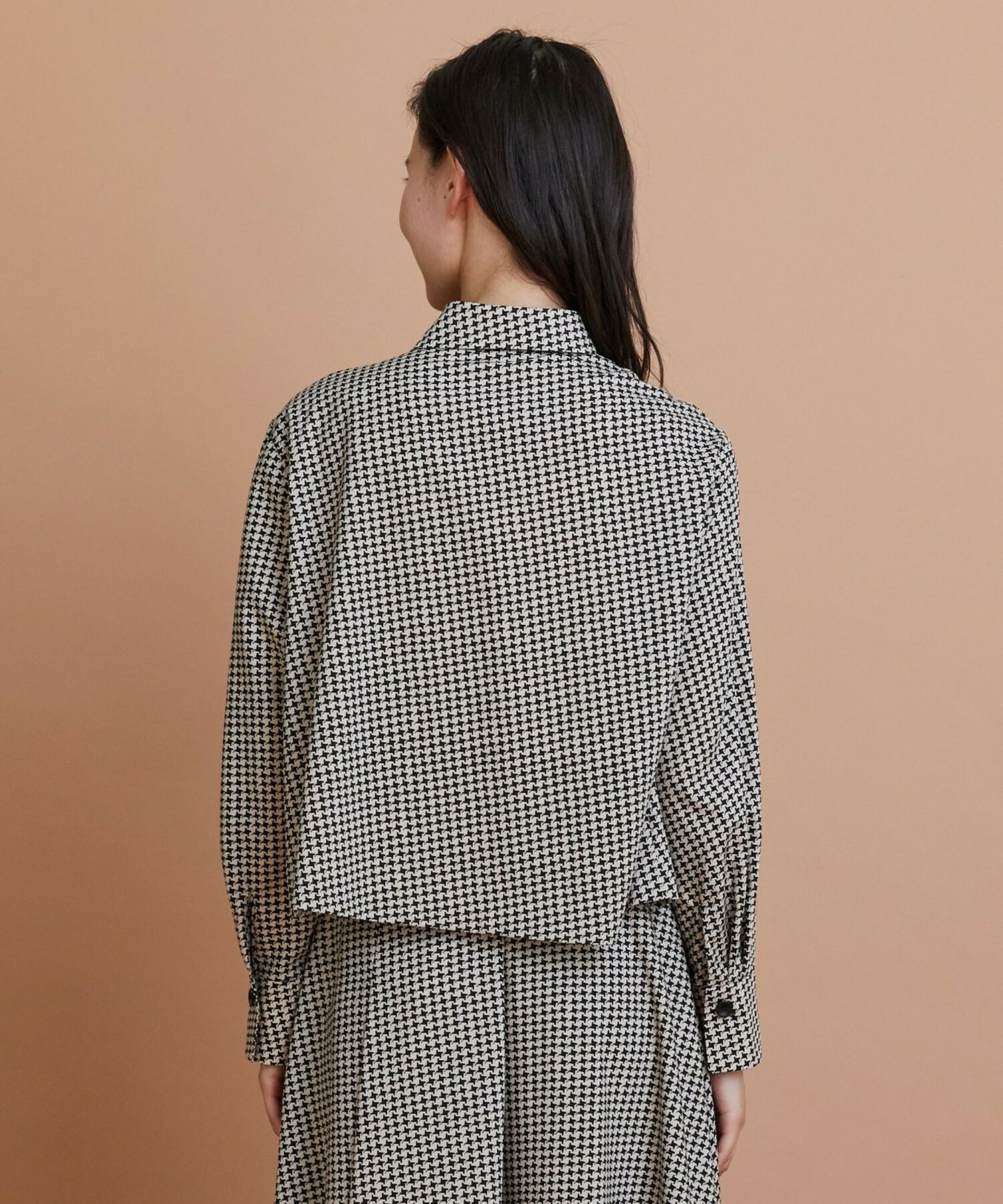 【L'EQUIPE】【Lサイズ】ハウンドトゥースプリントシャツ 詳細画像 ブラック系その他 7