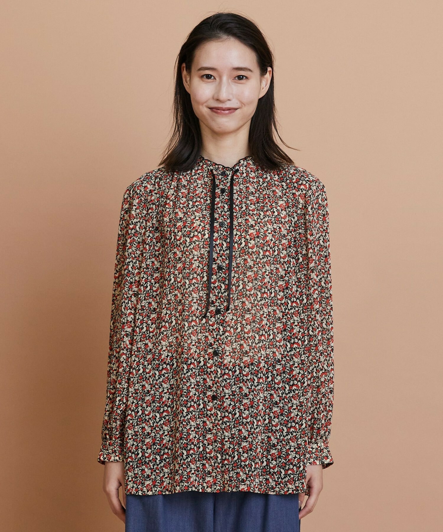 【L'EQUIPE】【Lサイズ】ヴィンテージプリントブラウス 詳細画像 レッド系その他 4