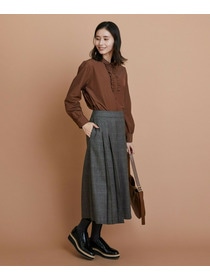 【L'EQUIPE】【Lサイズ】パウダリータフタフロントフリルシャツ 詳細画像 カーキ 1