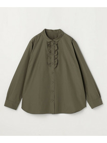 【L'EQUIPE】【Lサイズ】パウダリータフタフロントフリルシャツ 詳細画像 カーキ 10