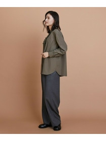 【L'EQUIPE】【Lサイズ】パウダリータフタフロントフリルシャツ 詳細画像 カーキ 5