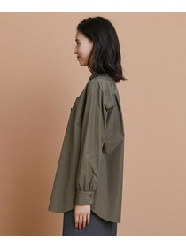 【L'EQUIPE】【Lサイズ】パウダリータフタフロントフリルシャツ 詳細画像 カーキ 8