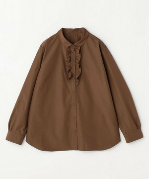 【L'EQUIPE】【Lサイズ】パウダリータフタフロントフリルシャツ 詳細画像 ブラウン 1