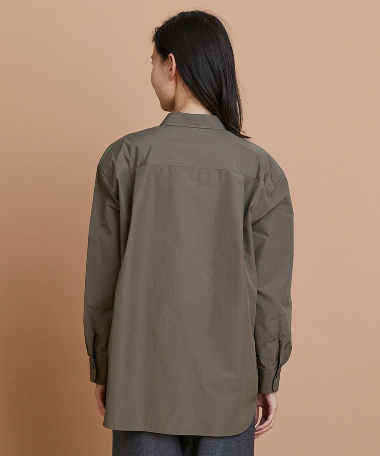 【L'EQUIPE】【Lサイズ】パウダリータフタフロントフリルシャツ 詳細画像 カーキ 9