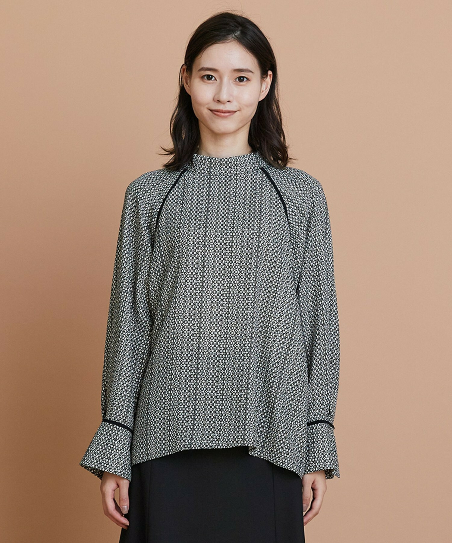 【L'EQUIPE】【Lサイズ】ピクセルプリントブラウス 詳細画像 ブラック系その他 5