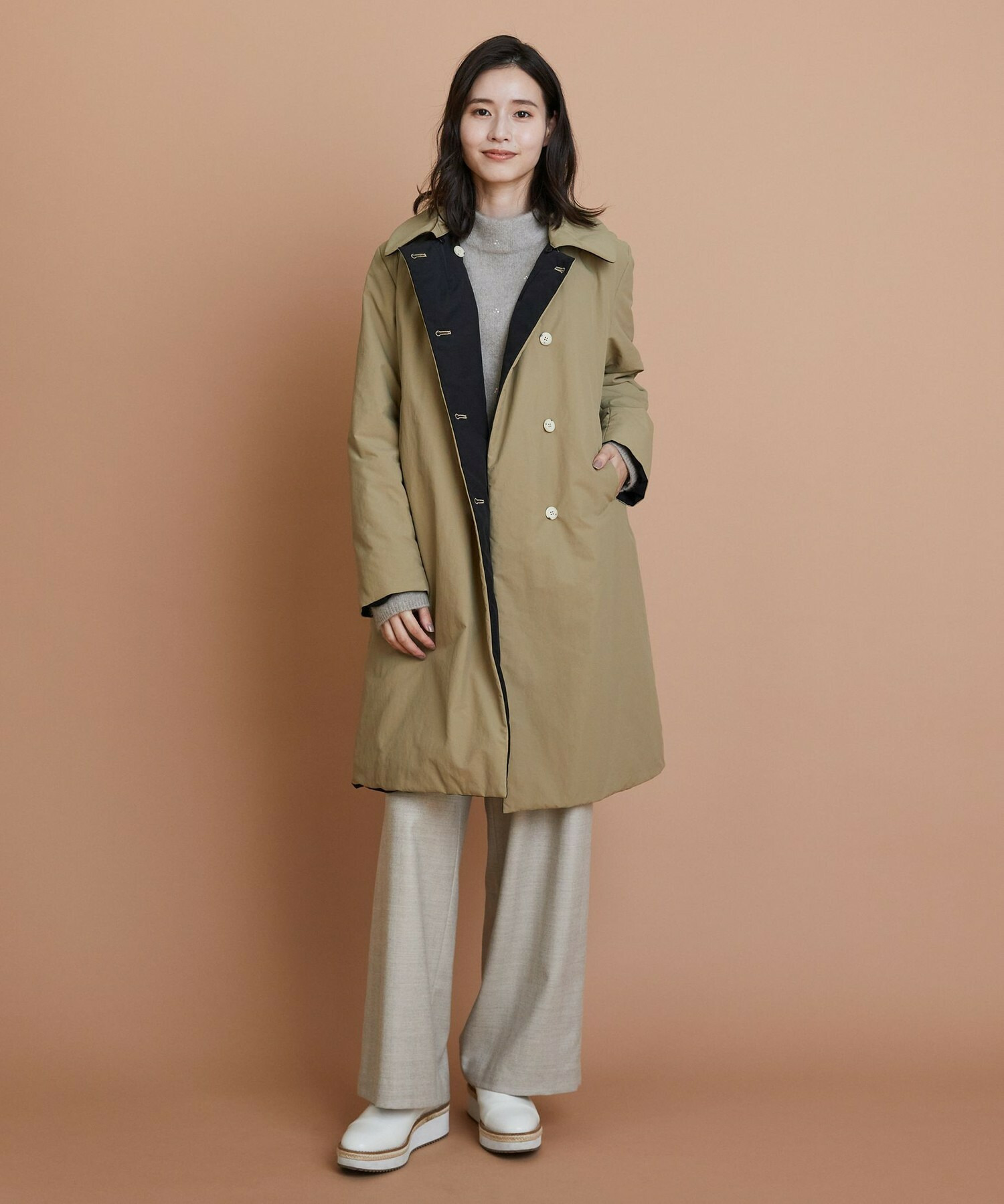 【L'EQUIPE】【Lサイズ】ナイロンワッシャー中綿コート 詳細画像 ブラック系その他 1