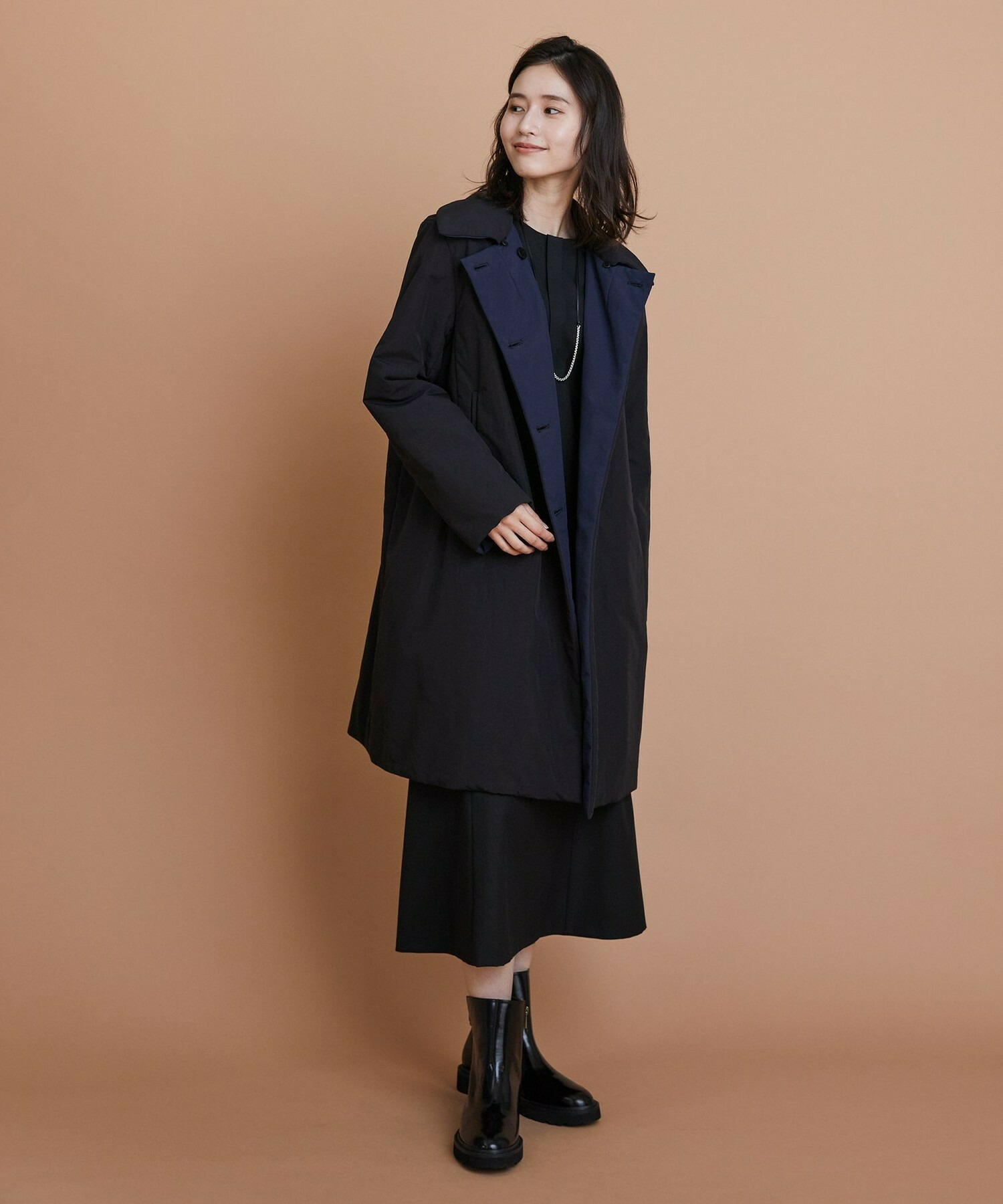 【L'EQUIPE】【Lサイズ】ナイロンワッシャー中綿コート 詳細画像 ブラック系その他 12