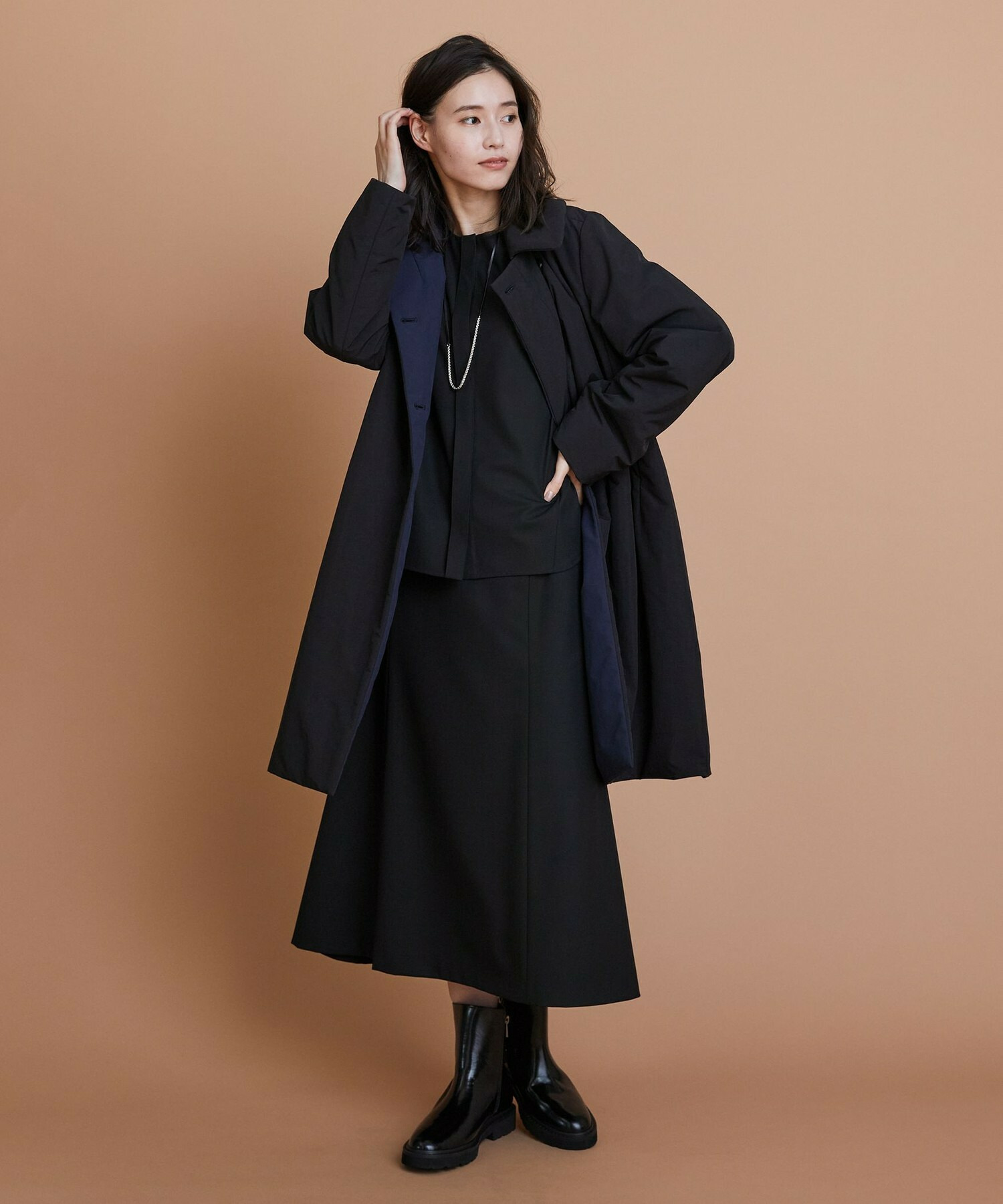 【L'EQUIPE】【Lサイズ】ナイロンワッシャー中綿コート 詳細画像 ブラック系その他 13