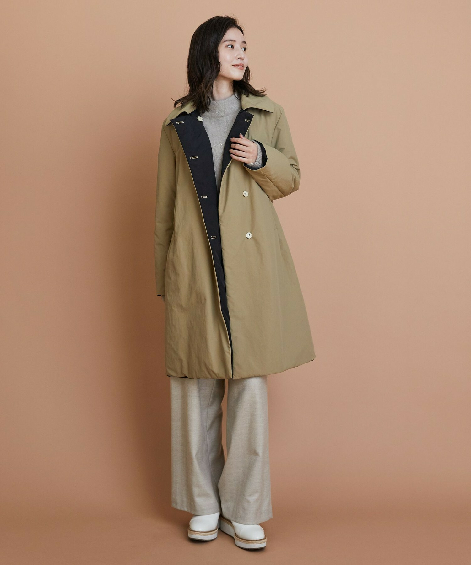 【L'EQUIPE】【Lサイズ】ナイロンワッシャー中綿コート 詳細画像 ブラック系その他 2