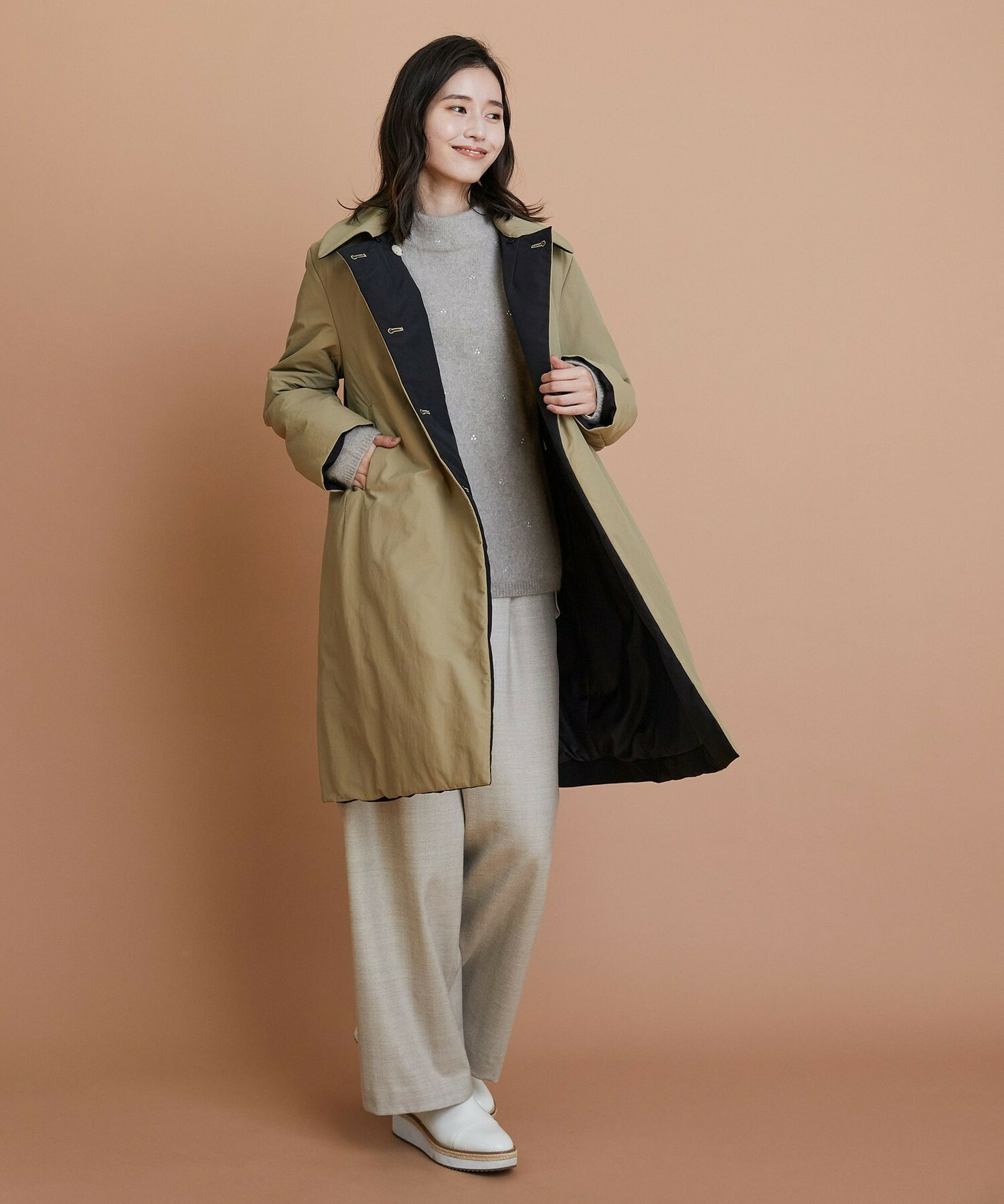 【L'EQUIPE】【Lサイズ】ナイロンワッシャー中綿コート 詳細画像 ブラック系その他 3