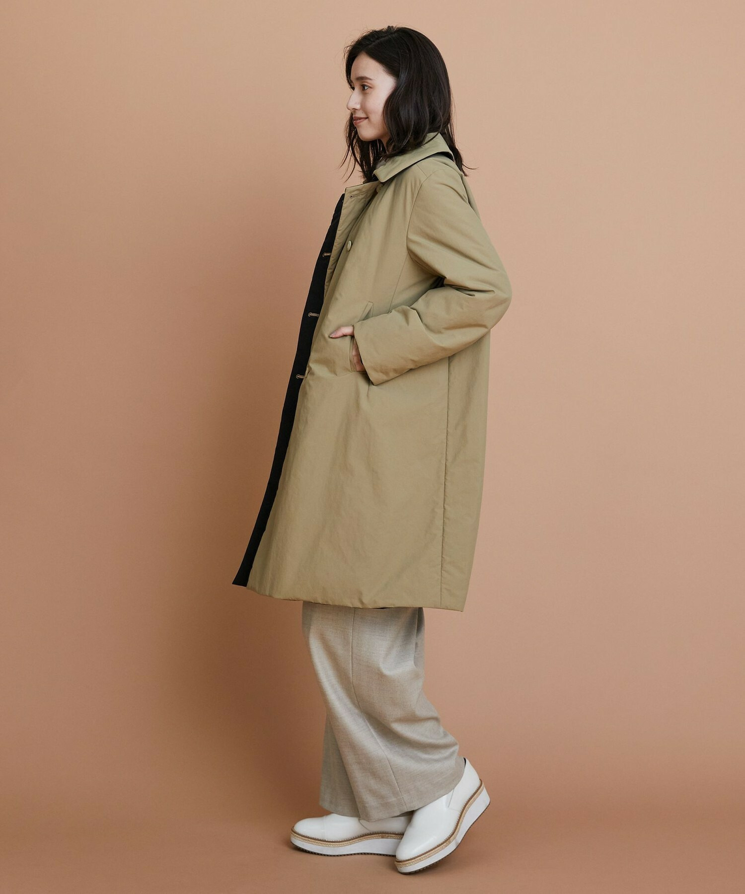 【L'EQUIPE】【Lサイズ】ナイロンワッシャー中綿コート 詳細画像 ブラック系その他 4