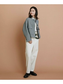 【L'EQUIPE】［eclat 2025年11月号掲載商品］【Lサイズ】バイカラーチェックノーカラージャケット 詳細画像 グレー系その他 1