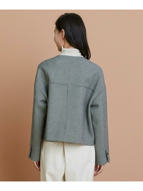 【L'EQUIPE】［eclat 2025年11月号掲載商品］【Lサイズ】バイカラーチェックノーカラージャケット 詳細画像 グレー系その他 10