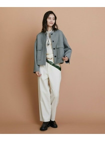 【L'EQUIPE】［eclat 2025年11月号掲載商品］【Lサイズ】バイカラーチェックノーカラージャケット 詳細画像 グレー系その他 2