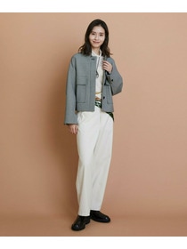 【L'EQUIPE】［eclat 2025年11月号掲載商品］【Lサイズ】バイカラーチェックノーカラージャケット 詳細画像 グレー系その他 4