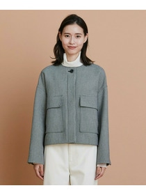 【L'EQUIPE】［eclat 2025年11月号掲載商品］【Lサイズ】バイカラーチェックノーカラージャケット 詳細画像 グレー系その他 8