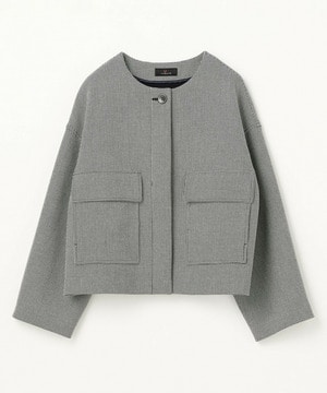 【L'EQUIPE】［eclat 2025年11月号掲載商品］【Lサイズ】バイカラーチェックノーカラージャケット 詳細画像 グレー系その他 1