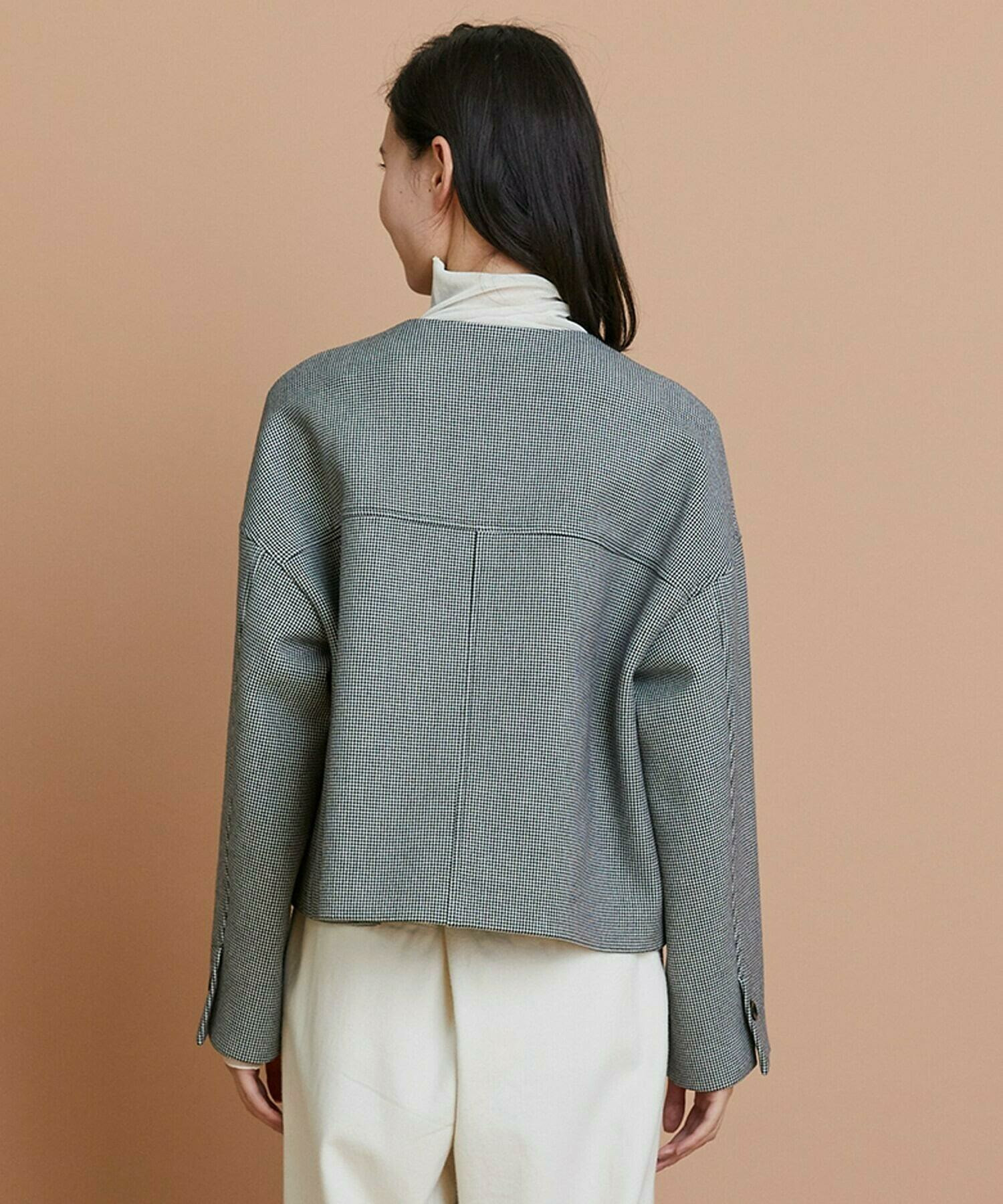 【L'EQUIPE】［eclat 2025年11月号掲載商品］【Lサイズ】バイカラーチェックノーカラージャケット 詳細画像 グレー系その他 10